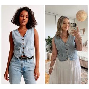 BLOGGER FAVE NWT Abercrombie & Fitch Denim Vest in Light Wash